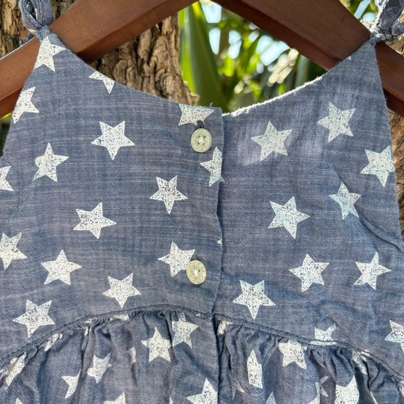Baby B’gosh Girls Chambray White Star Pattern Twirl Dress - Picture 6 of 7